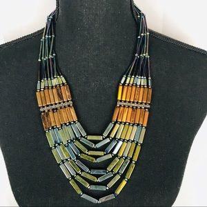 Oil Slick Beaded Statement Necklace